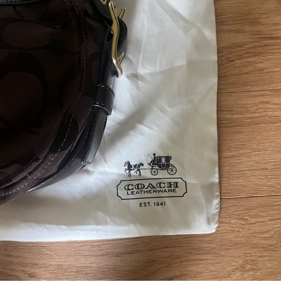 COACH Chocolate Brown Monogram Shoulder Bag - Picture 3 of 13